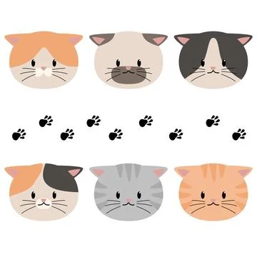 Cat head cute six type Stock Illustration