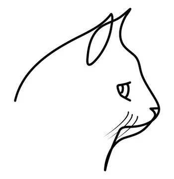 Cat head drawn by lines Stock Illustration