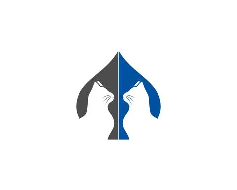 Cat head to head in the spade logo Illustrazione stock
