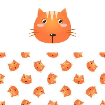 Cat Head Icon And Pattern Stockillustratie