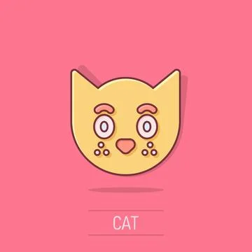 Cat head icon in comic style. Cute pet cartoon vector illustration on isola.. Stock Illustration