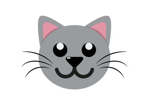 Cat Head Icon. Kitten Head Clipart Isolated On White Background Stock Illustration