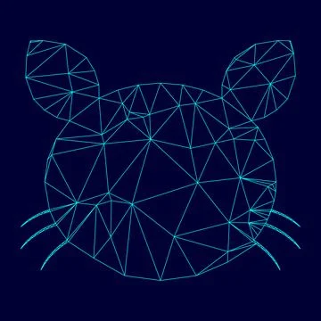 Cat head low poly triangulation triangulated polygonal electric cyan blue vib Ilustración de archivo