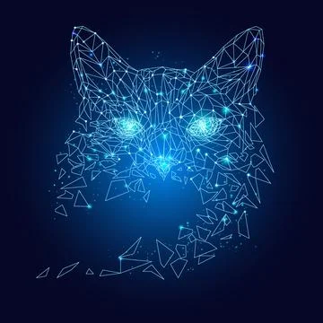 Cat head made of polygonal lines. Stock Illustration