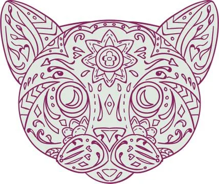 Cat Head Mandala Stock Illustration