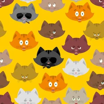 Cat head pattern. Pet background. Ornament face Kitty. Vector illustration Stock Illustration