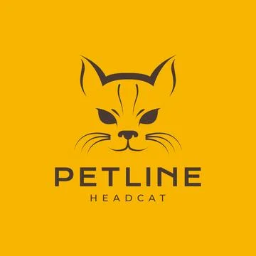 Cat head pets focus mascot isolated simple vintage hipster logo icon vector.. Stock-Illustration