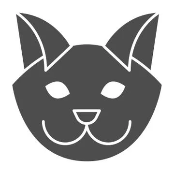 Cat head solid icon. Minimal style, kitten pet face symbol. Animals vector Illustrazione stock