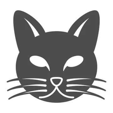 Cat head solid icon, pets concept, kitten face sign on white background, cat Stock Illustration