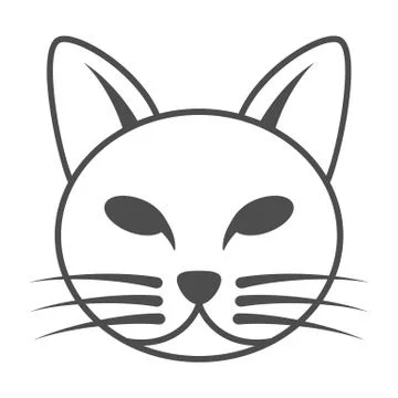 Cat head thin line icon, pets concept, kitten face sign on white background, cat Stock Illustration