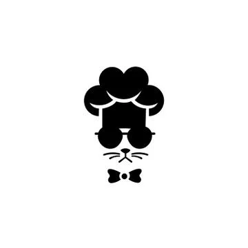 Cat head wearing a chef hat, cat dressed in retro style, Stock Illustration