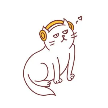 Cat in headphones Stock Illustration
