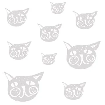 Cat heads on white background pattern Stock Illustration