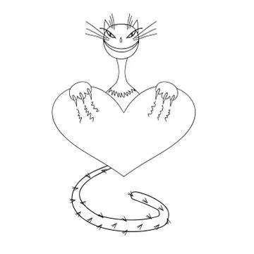 Cat with heart Stock Illustration