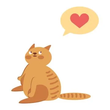 Cat with heart in thought cloud Stock Illustration