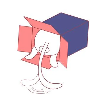 Cat Hide in the Box Stock Illustration