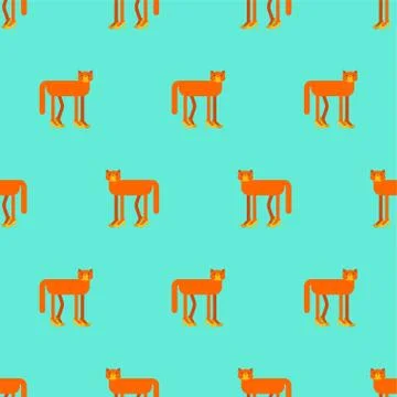 Cat in high heels pattern seamless. Pet in female shoes background. Fashionab Stock Illustration