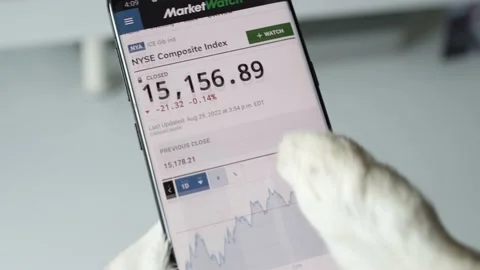 Cat Holding a Smartphone and Checking a Stock Market app Stock Footage 209362976