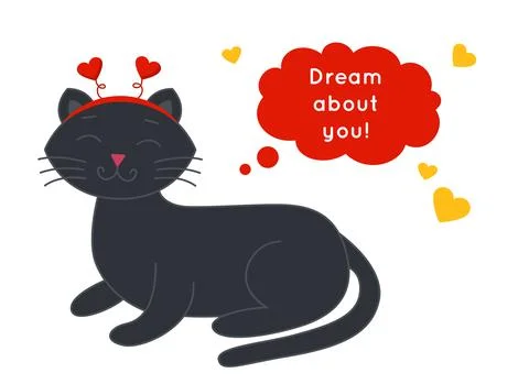 Cat in a hoop on his head text Dream about you Stock Illustration