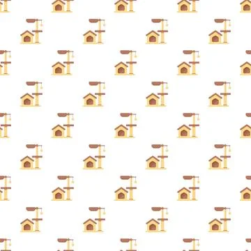 Cat house and scratching post seamless pattern Stockillustratie