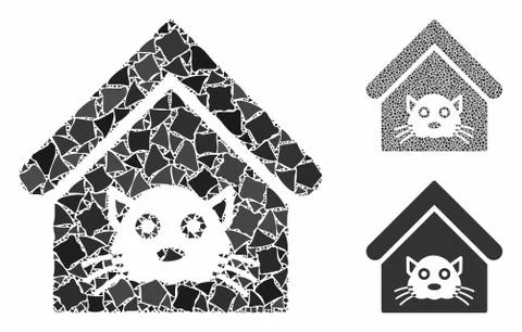 Cat house Composition Icon of Unequal Elements Stock Illustration