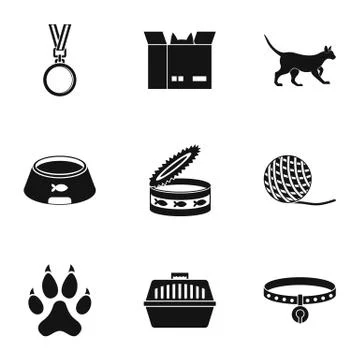 Cat house icons set, simple style Illustrazione stock