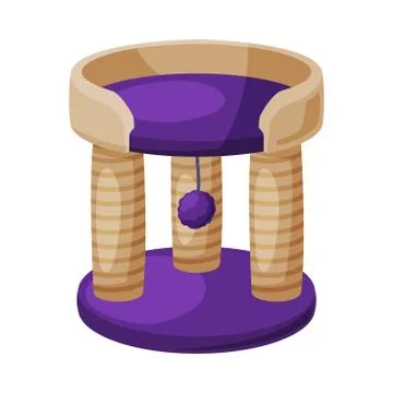 Cat House with Scratching Posts, Comfortable Home for Pet Animals Cartoon Style Stock Illustration