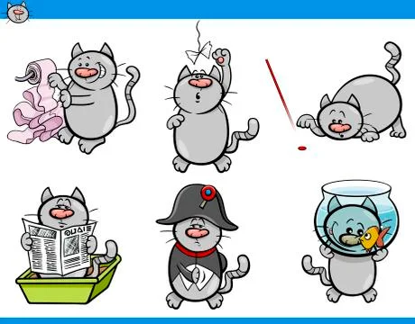 Cat humor characters set イラスト素材