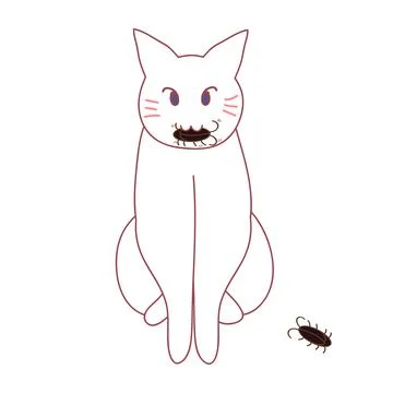Cat Hunting Cockroach Stock Illustration