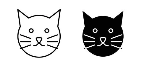 Cat icon collection in black, Line icons, flat symbols Stock Illustration