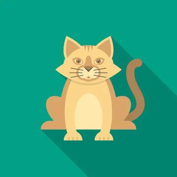 Cat icon with long shadow. Flat design style. Stock Illustration