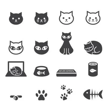 Cat icon set Illustrazione stock