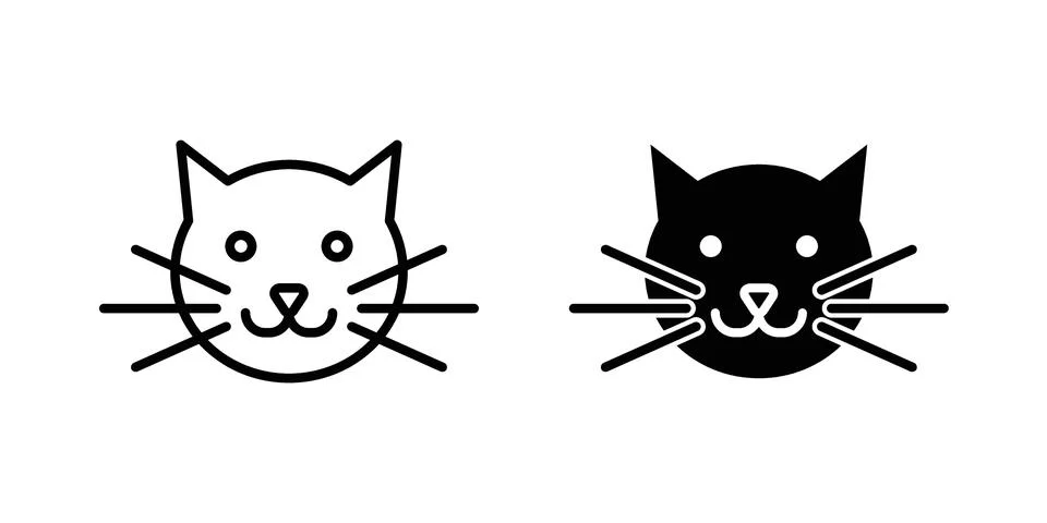 Cat icon silhouette vector set. thin line pack Stock Illustration