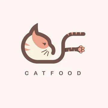 Cat icon vector form letter c and f for cat food sticker and badge concept .. Stock Illustration