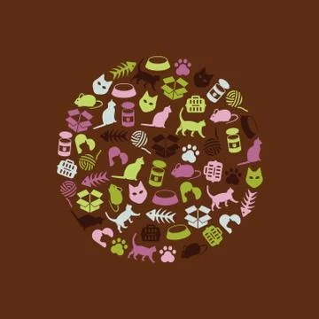 Cat icons in circle Stock Illustration