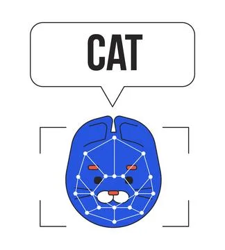 Cat image processing linear flat color vector icon Stock Illustration