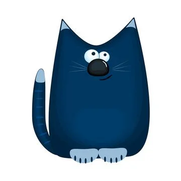 Cat isolated on white background. Funny blue kitten in cartoon style. Stock Illustration