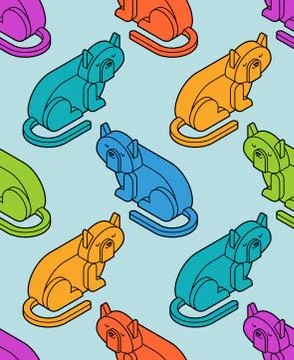 Cat Isometrics pattern. Home pet 3d background. Vector illustration Stock Illustration
