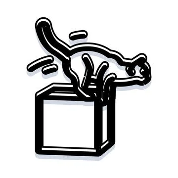 Cat jumping out of box representing freedom and escape Stock Illustration