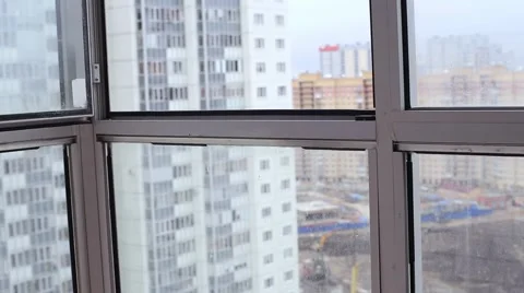 Cat Jumps on the Open Balcony Window Stock Footage 62733195