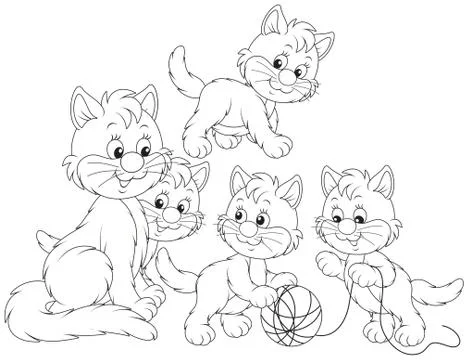 Cat with kittens Illustrazione stock