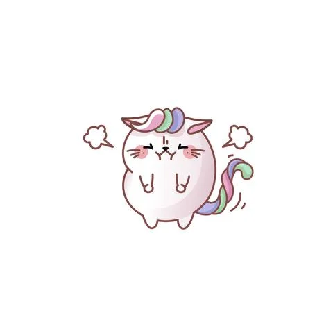 Cat Kitty kitten restrains anger angry kawaii chibi Japanese style Emoji Stock Illustration