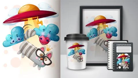 Cat, kitty - mockup for your idea. Stock Illustration