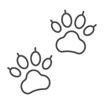 Cat, kitty paw print thin line icon, pets concept, kitten pawprint vector sign Stock Illustration