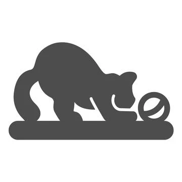 Cat, kitty plays with ball, clew solid icon, pets concept, kitten is playing Illustrazione stock