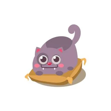 Cat Laying On Pillow Stock Illustration