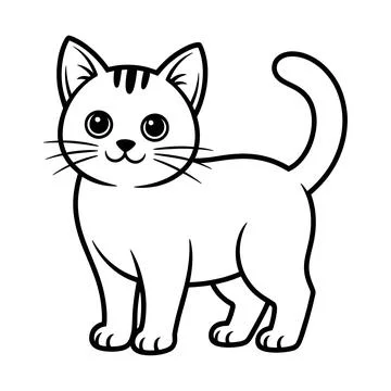 Cat line art design vector art coloring page Stock Illustration