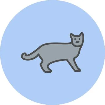 Cat Line Filled Circle Icon Stock Illustration