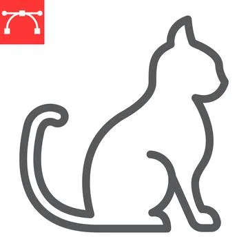 Cat line icon, pet and animal, sitting cat vector icon, vector graphics Stock Illustration