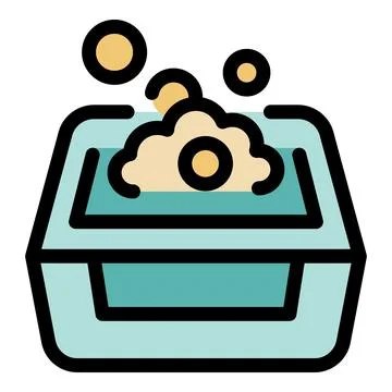 Cat litter box with clumping sand and bubbles forming Stock Illustration